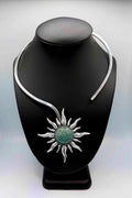 Amazonite Silver Sun Necklace