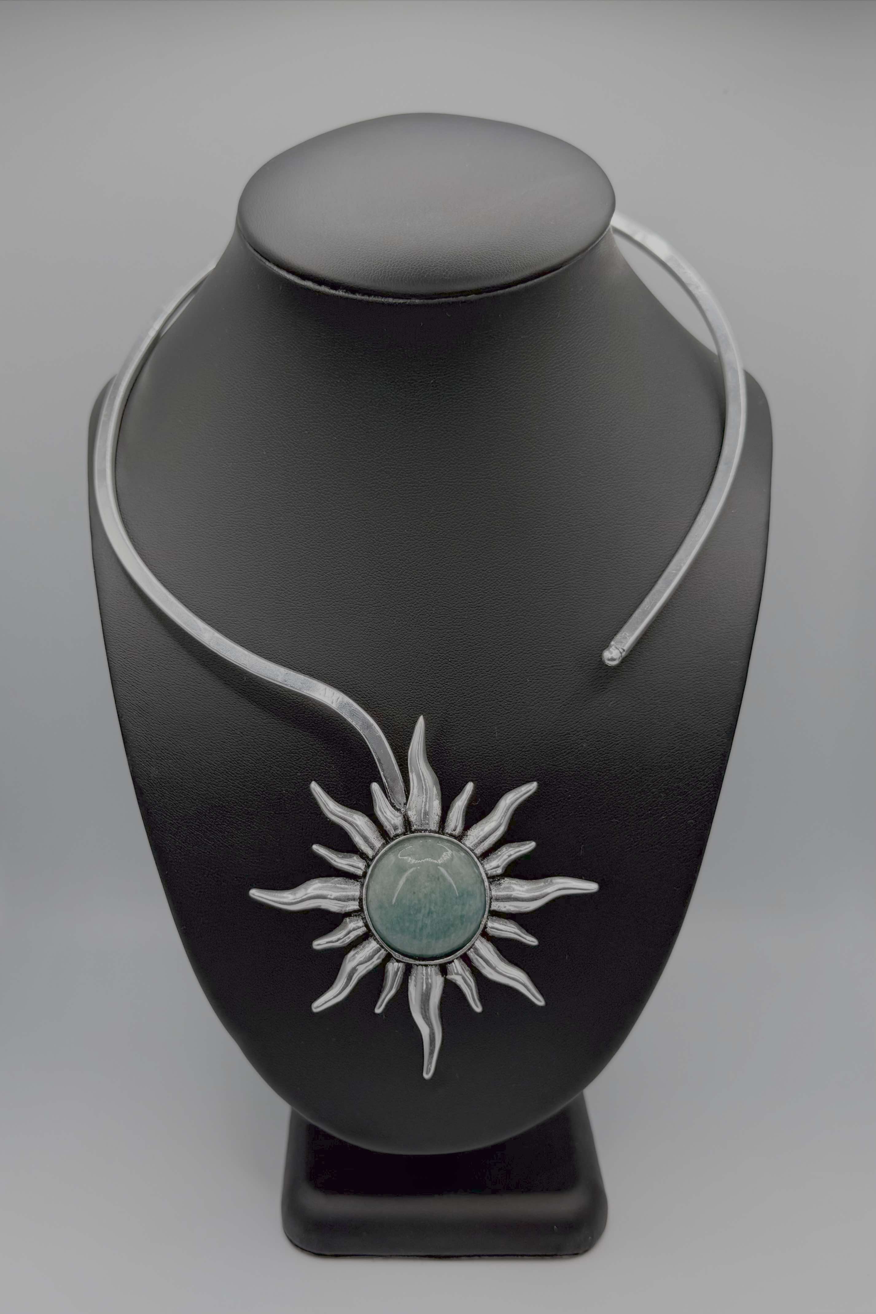 Amazonite Silver Sun Necklace