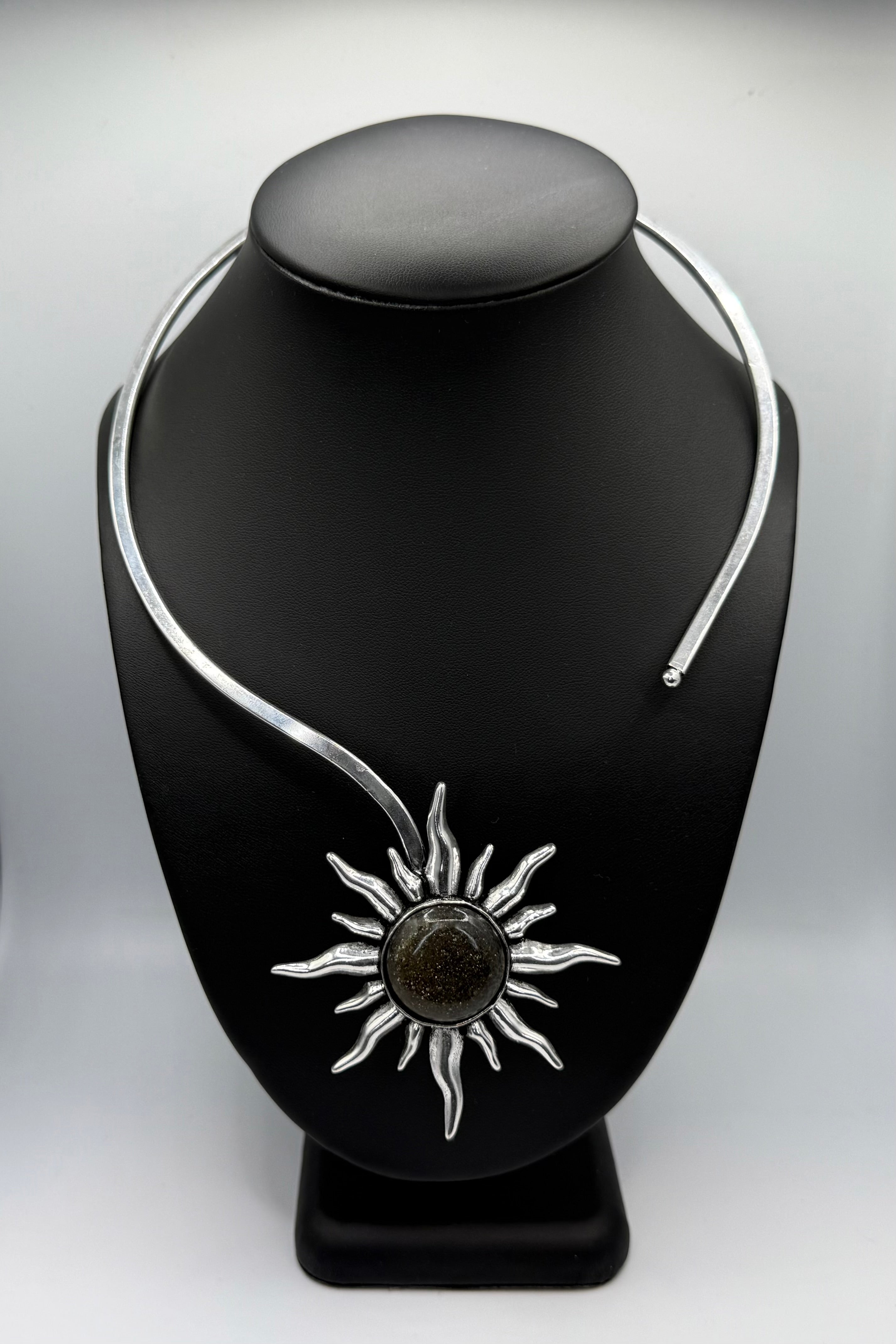 Black Sunstone Silver Necklace
