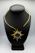 Blue Labradorite Gold Sun Necklace