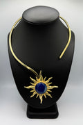 Blue Agate Gold Sun Necklace