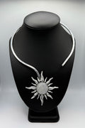 Blue Moonstone Silver Sun Necklace