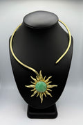 Chrysoprase Brass Sun Necklace
