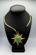 Chrysoprase Gold Sun Necklace