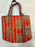Coral Tiger Zipper Tote