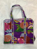 Dark Purple Floral Zipper Tote