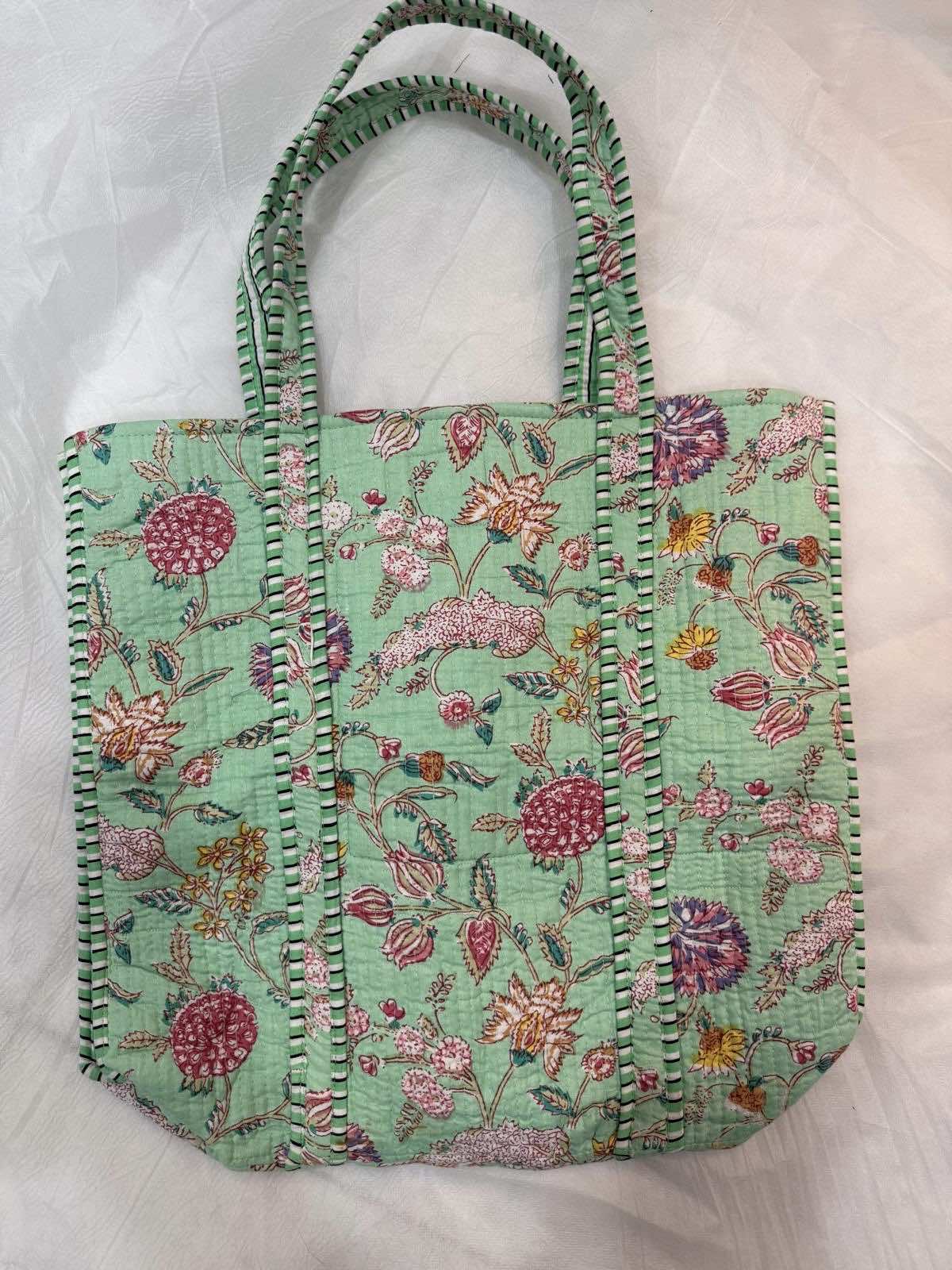 Green Floral Tote