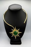 Green Agate Gold Sun Necklace