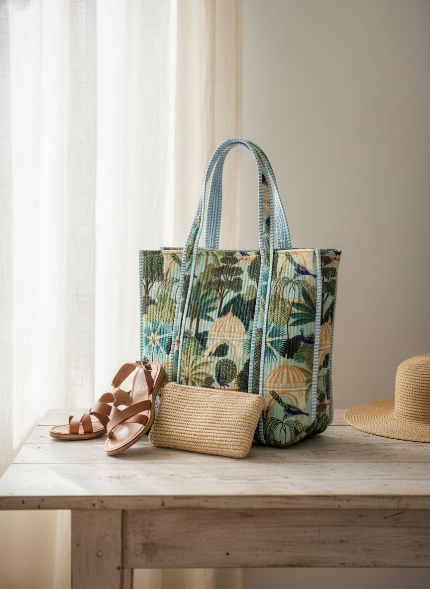 Light Blue Castle Tote