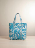 White & Sky Blue Floral Print Tote