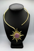 Phosphosiderite Brass Sun Necklace