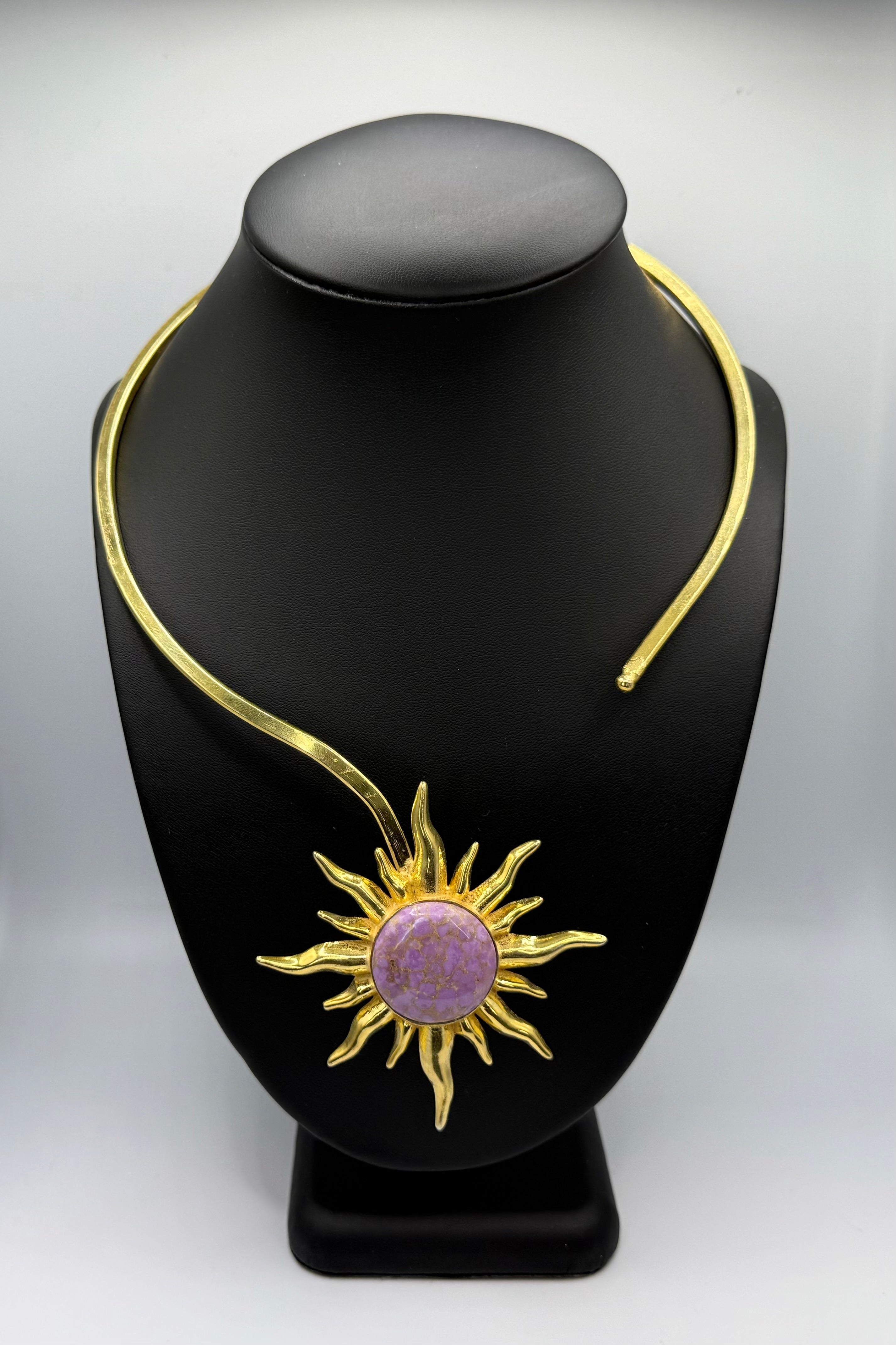 Phosphosiderite Gold Sun Necklace