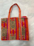 Pink Orange Zipper Tote