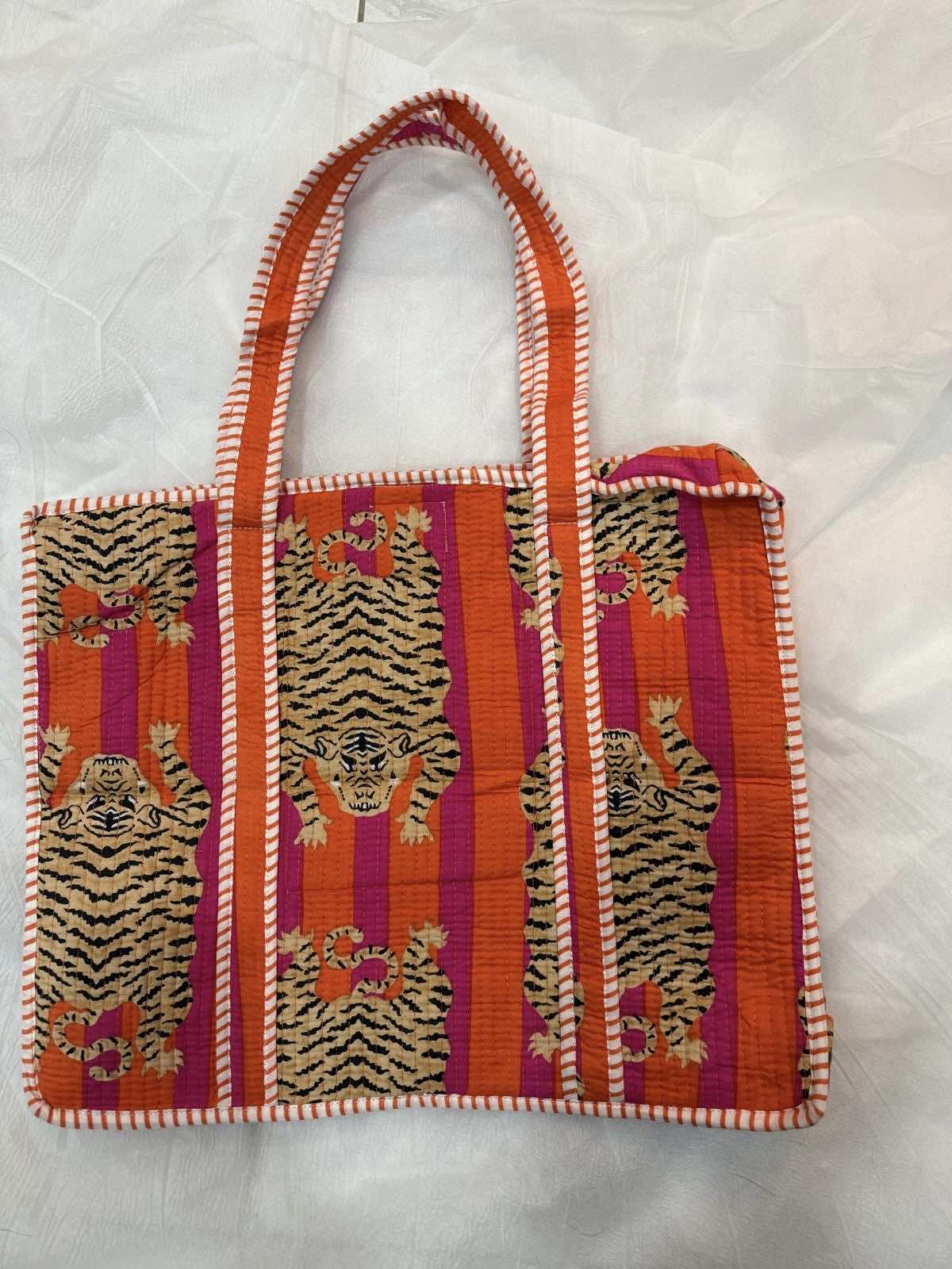 Pink Orange Zipper Tote