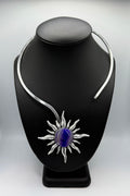 Purple Agate Silver Sun Necklace