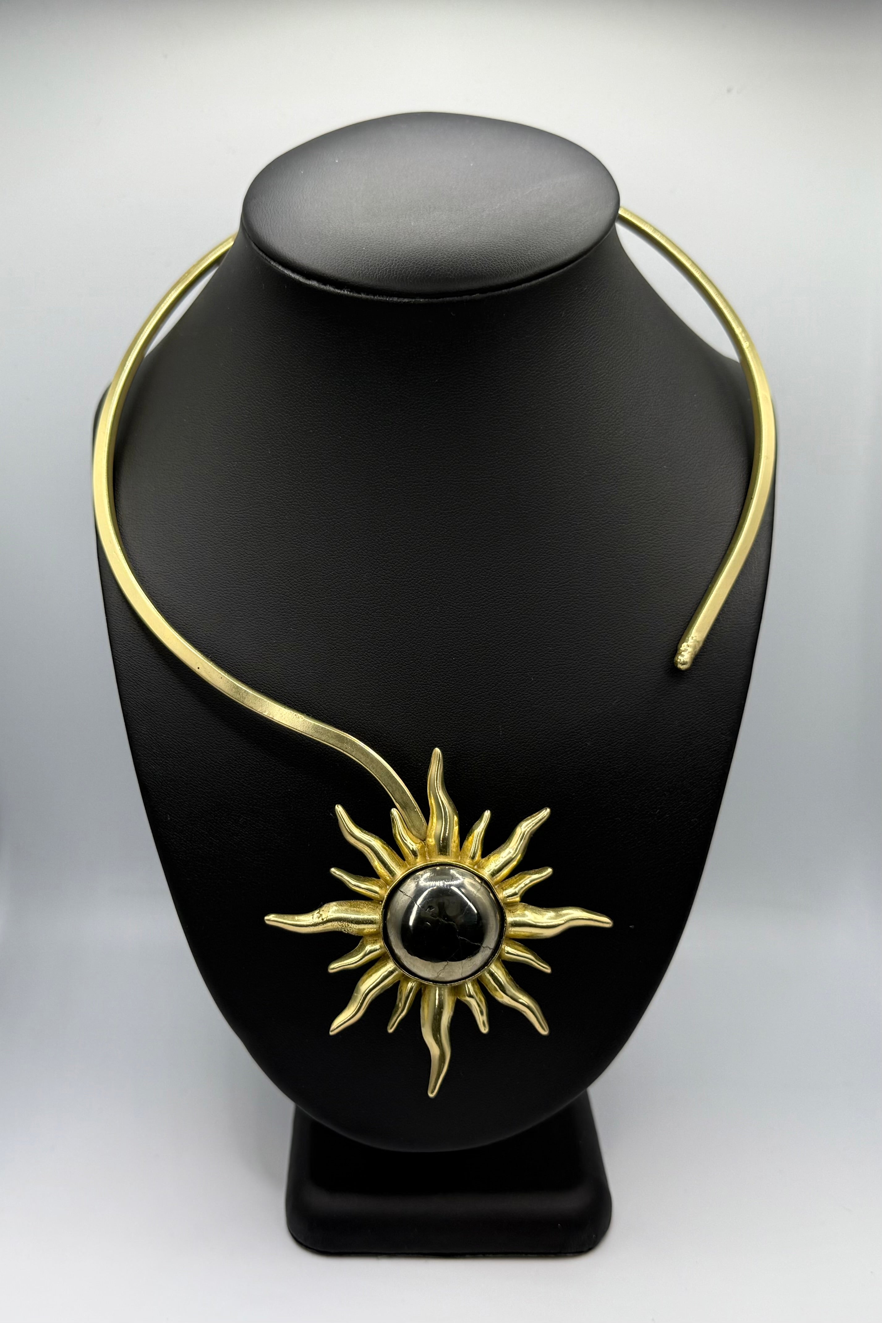 Pyrite Brass Sun Necklace