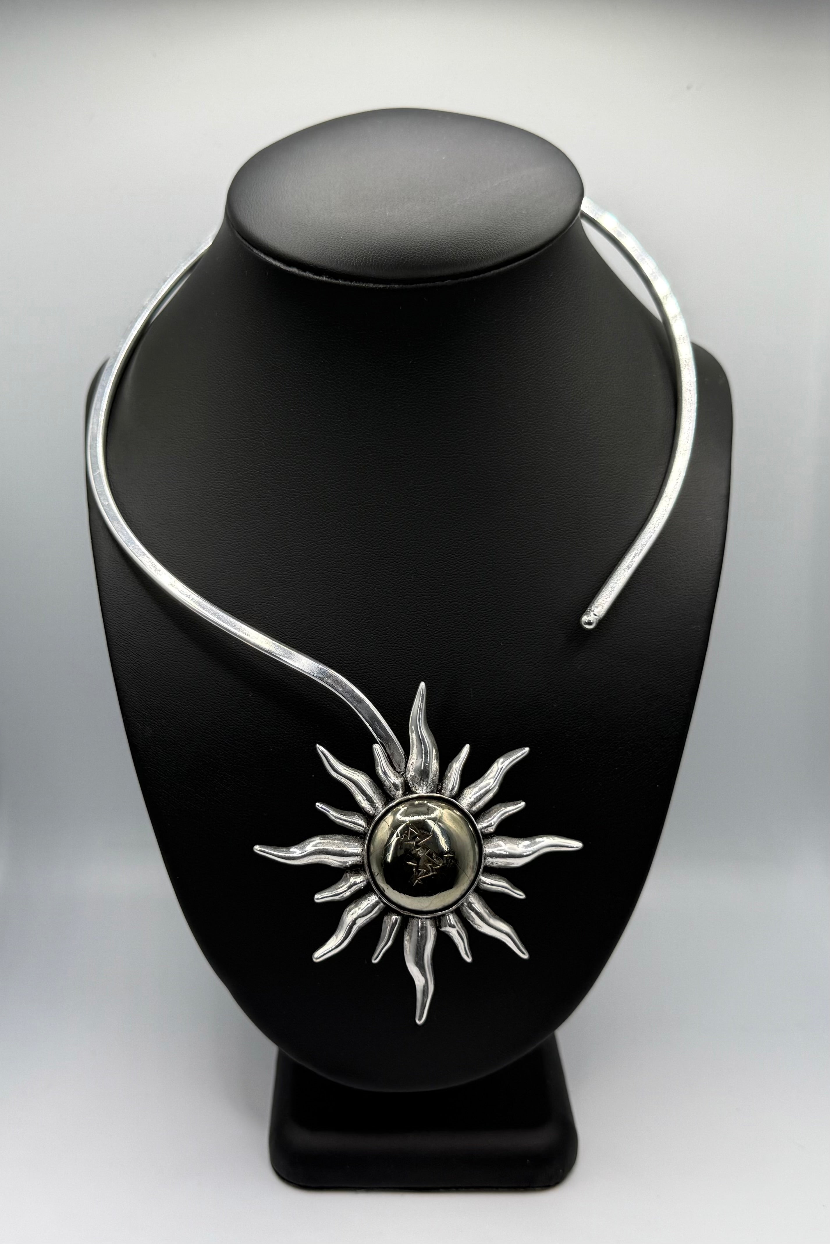 Pyrite Silver Sun Necklace