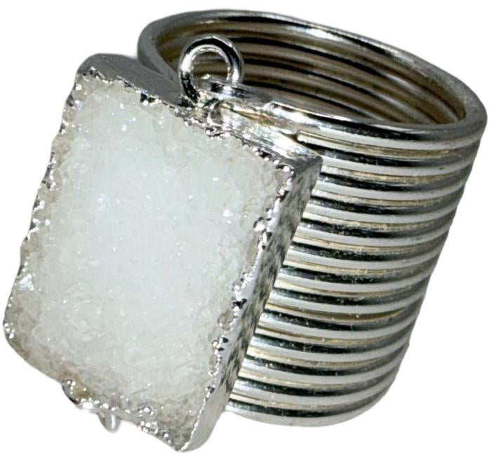 White Druzy Stacked Ring
