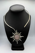 Rose Quartz Silver Sun Necklace