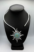 Sky Blue Druzy Silver Sun Necklace