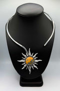 Bumblebee Jasper Silver Sun necklace