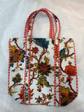 White Orange Floral Tote